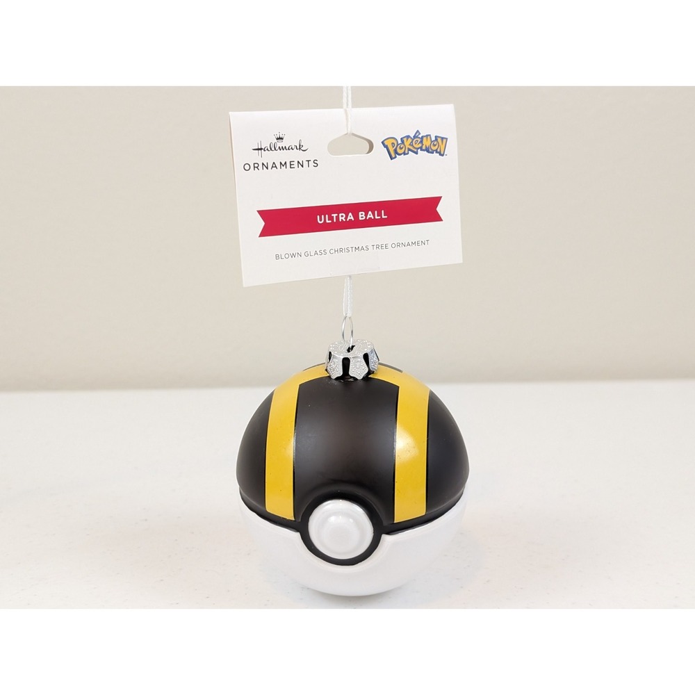Hallmark Pokémon Ultra Ball Poké Ball Blown Glass Christmas Ornament 3" New